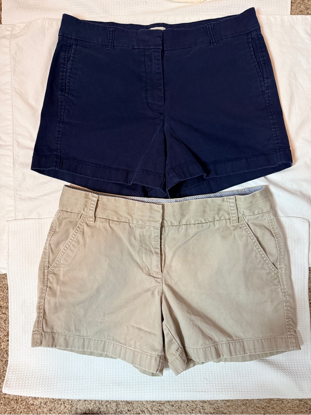 J. Crew Women’s Chino Shorts Bundle 2-Pack Navy and Khaki Size 8